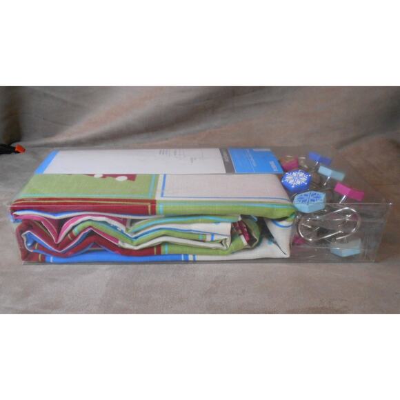 Style Selections Christmas Shower Curtain w/Snowflake Hooks Pink. Blue, Green - Picture 4 of 9